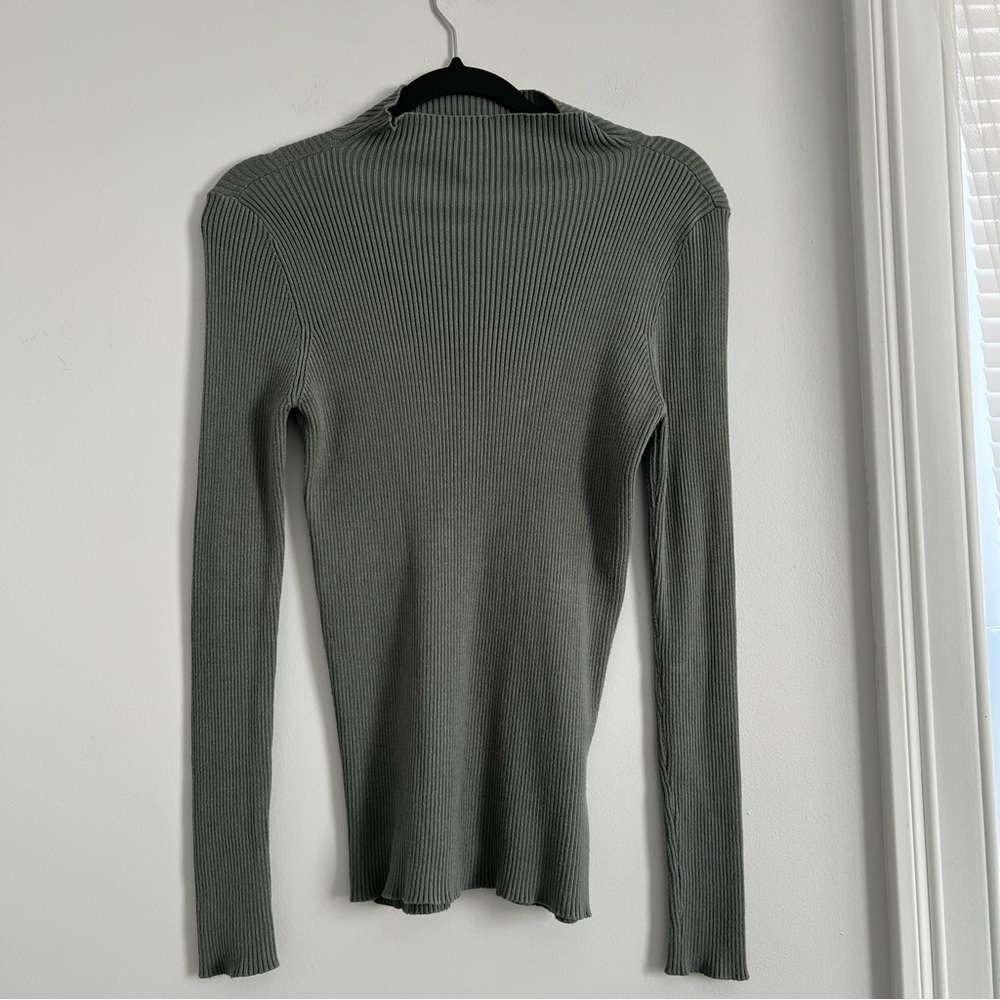 Nine West Olive Ribbed Knit Top